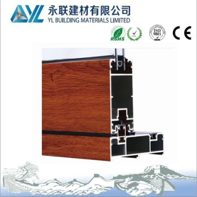 Экструзионный алюминиевый профиль с текстурой дерева для алюминиевых оконных рам.